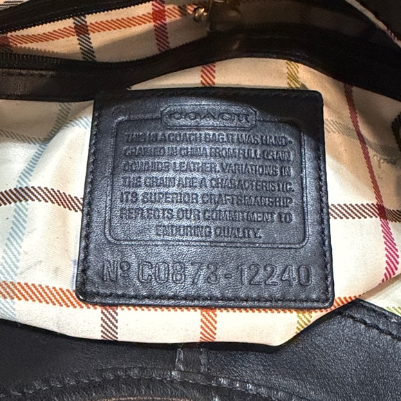 Coach Ergo Black Pleated Leather Tattersall Tote Bag Purse Satchel - Picture 13 of 13